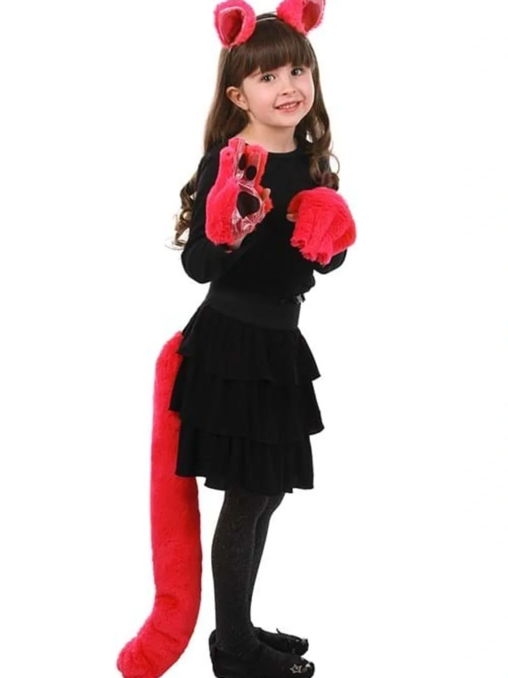 Magenta Anime Cat Fingerless Paws, Cat Tail, & Cat Ears Headband/ Brand New